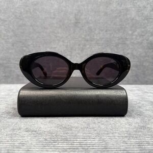 DEZI Thelma Y2K Sunglasses Black Oval Cat Eye Gold Logo 50-21 Retro Chic Eyewear